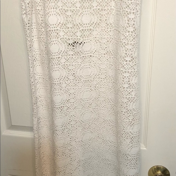 Tommy Bahama size large white crochet lace Maxi Dress swim cover up scoop neck - Picture 2 of 13